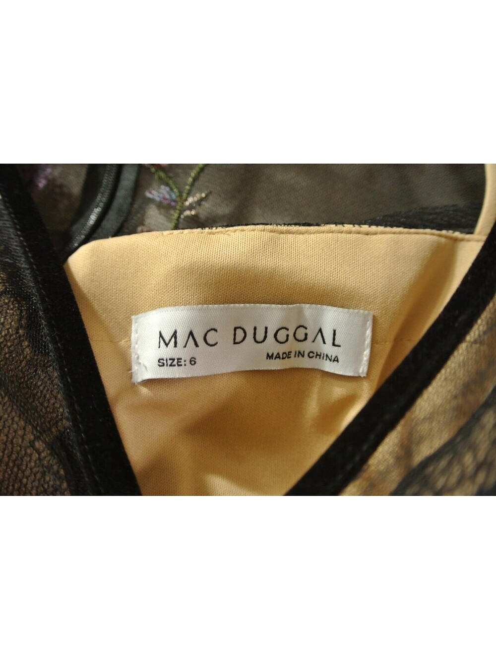 New, Mac Duggal Floral Embroidered Tea Length Dress in Black Sz 6 #MD2208 - Picture 7 of 9